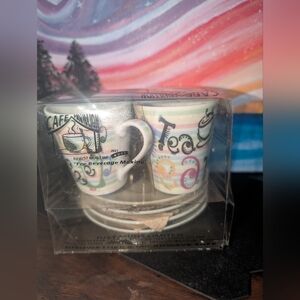 Colorful Cafe Espresso Cups and Saucers